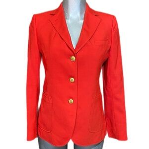 Saks Fifth Avenue Red Blazer Tailored Suit Jacket 3 Gold Buttons Medium Preppy M